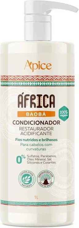 Ápice Condicionador África Baobá Restaurador | Nutrição e Selagem para Todos os Tipos de Curvatura | 1000ml