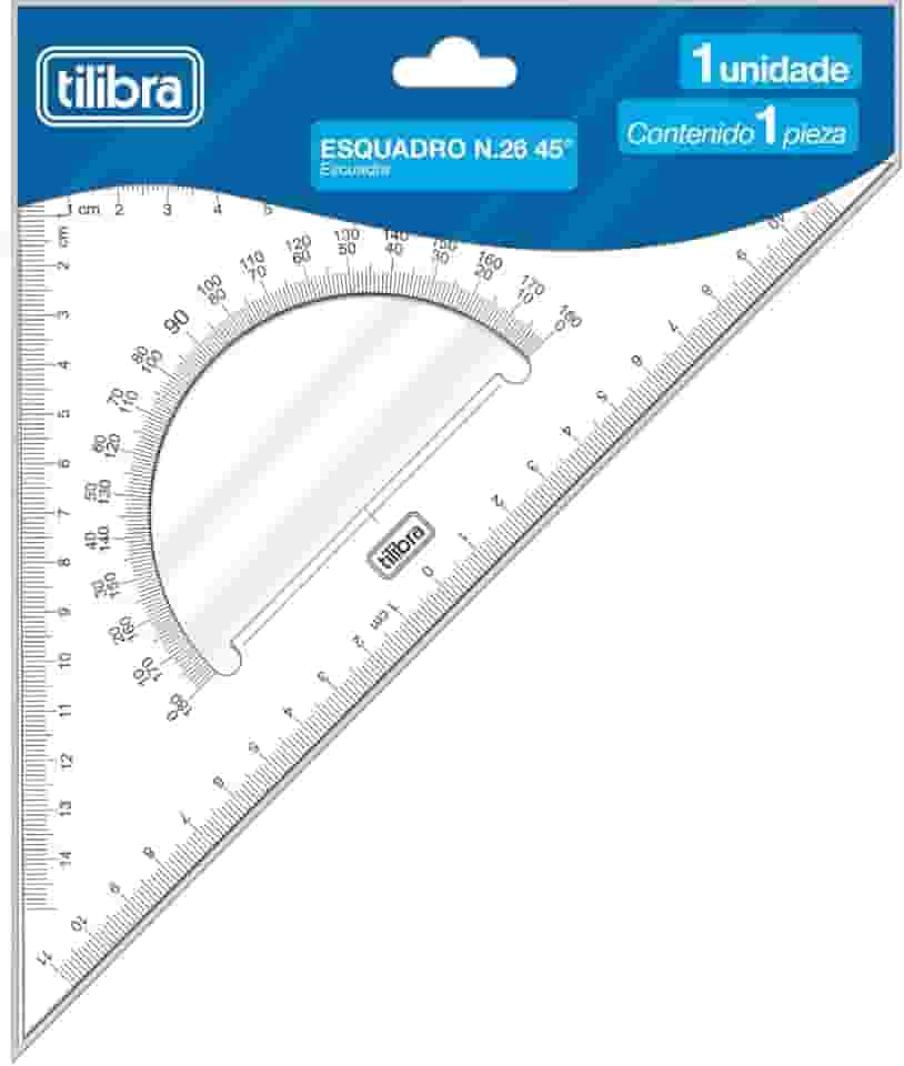 Tilibra - Esquadro Escolar Isósceles N.26 45° Académie, Transparente