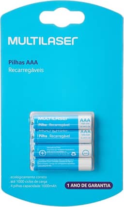 Pilhas Recarregáveis AAA 1000Mah com 4 Unidades Multi - CB050