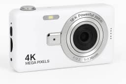 Câmera Digital 4K HD Portátil 50MP com Zoom 16x e Tela 2.4” | Foco Automático, Anti-Vibração e Flash Integrado | Câmera Compacta para Fotos, Vídeos, Vlogs e Viagens (Branco)