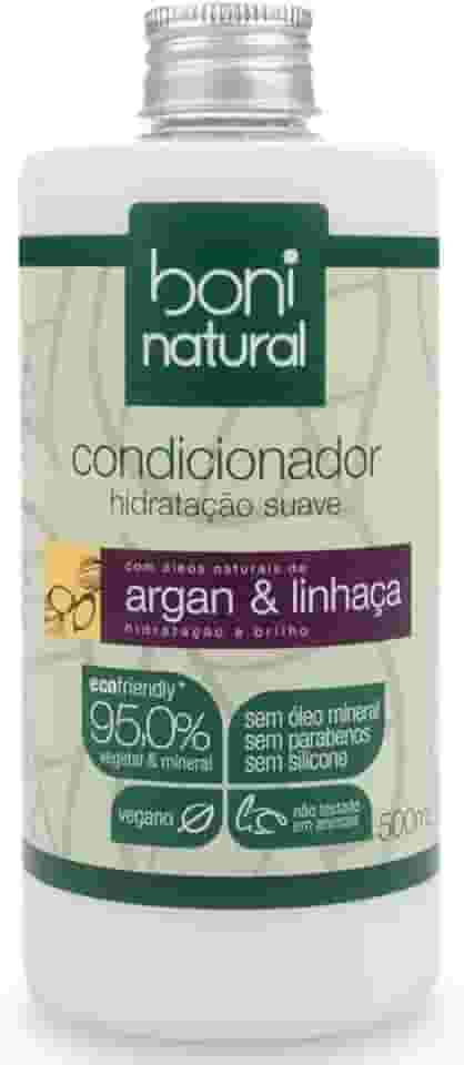Condicionador Vegano e Natural, Argan e Linhaça, Boni Natural, Cabelos Macios e Saudáveis, Boni Natural, 500ml