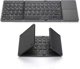 Teclado sem fio BT teclado dobrável portátil ultra fino teclado BT com touchpad para Windows/Android/iOS Cinza