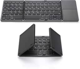 Teclado sem fio BT teclado dobrável portátil ultra fino teclado BT com touchpad para Windows/Android/iOS Cinza