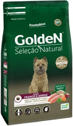 PremieR Pet Golden Seleção Natural Ração Seca para Cães Senior Porte Pequeno Sabor Frango e Arroz 3kg