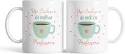 Caneca xicara dia dos professores uso exclusivo professora 25EI (Branco)