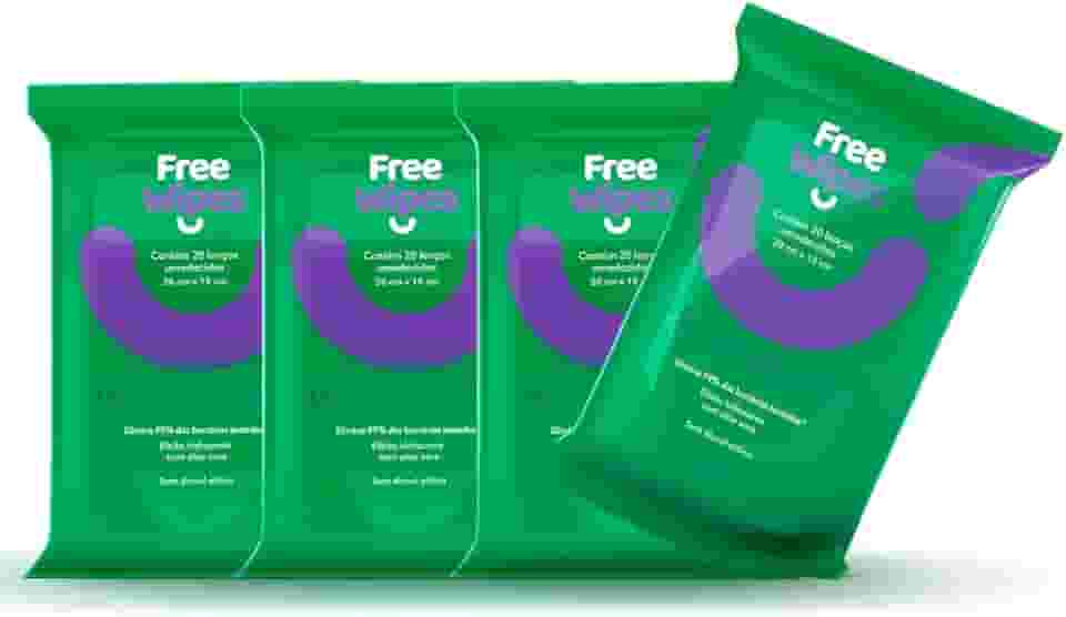 Free Wipes Lenço Umedecido Antisséptico - Pack com 4 unidades