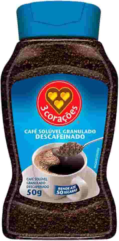 3 Corações Café Solúvel Descafeinado, Vidro 50G