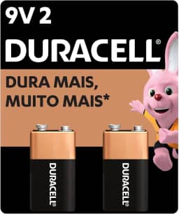 Duracell Bateria Alcalina 9V Com 2 Unidades – Ideal para Detectores de Fumaça e Microfones sem Fio