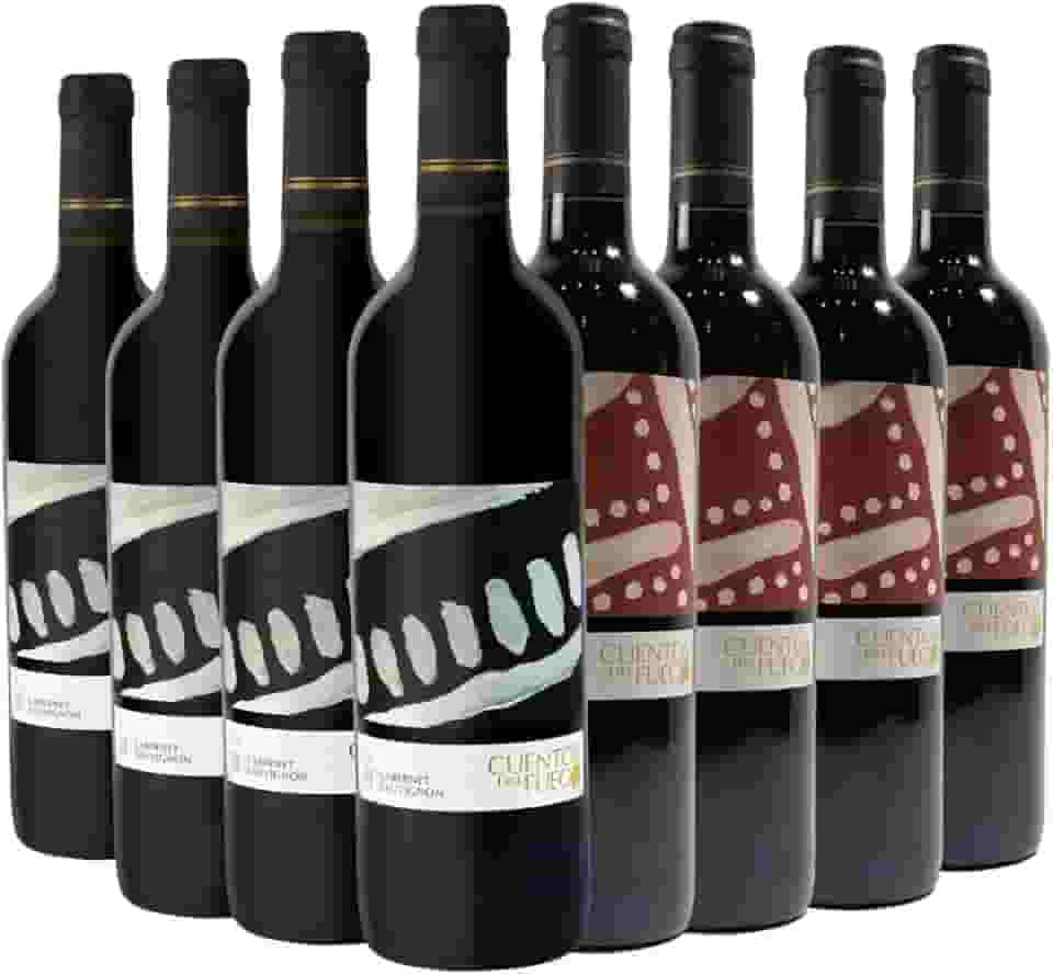 Kit com 8 Vinhos Chilenos Tinto Seco Cabernet Sauvignon e Carmenere Cuentos del Fuego