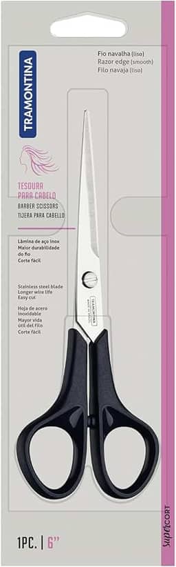 Hairdressing Scissors, Tramontina, Supercort, Stainless Steel 15.5 cm, Black, 25905/166