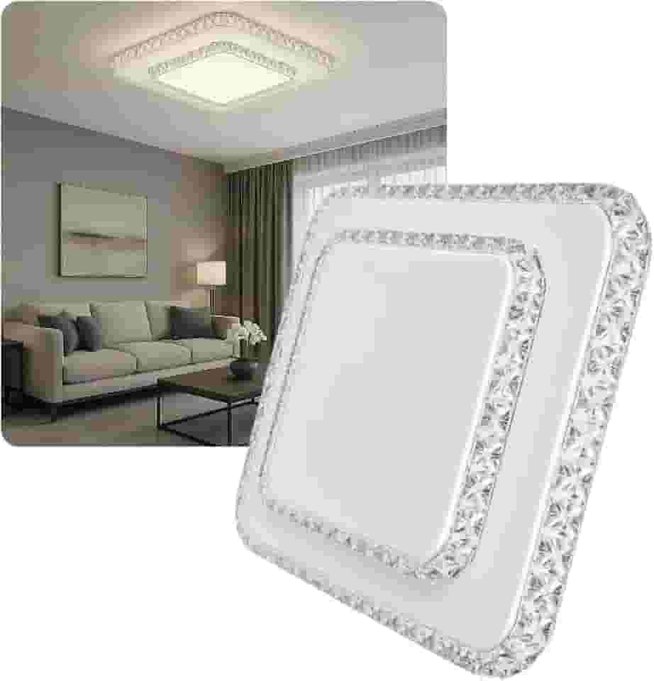 Luminária de Teto Moderna para Sobrepor Plafon Led 3 em 1 Efeito Cristal Estrelado Lustre para Sala 110/220v