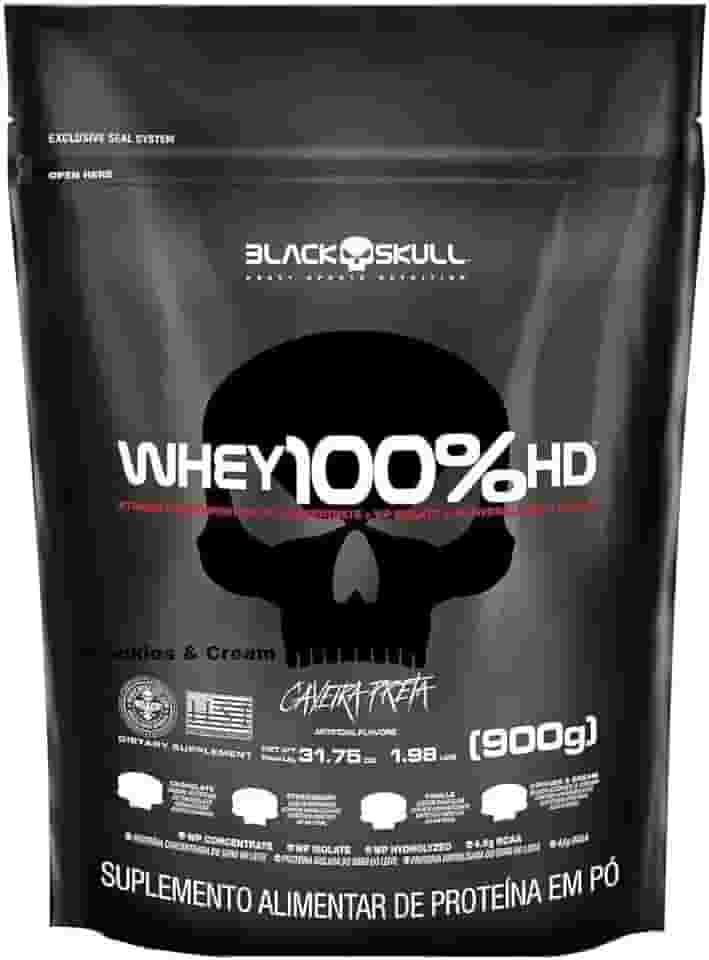 Whey 100% Hd - 900G Refil Cookies e Cream, Black Skull