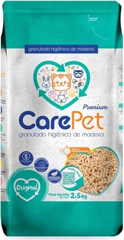 Granulado Higiênico de Madeira para Gatos – Natural, Biodegradável e Super Absorvente | Controle de Odores e Fácil Limpeza 2,5kg marca – Care Pet