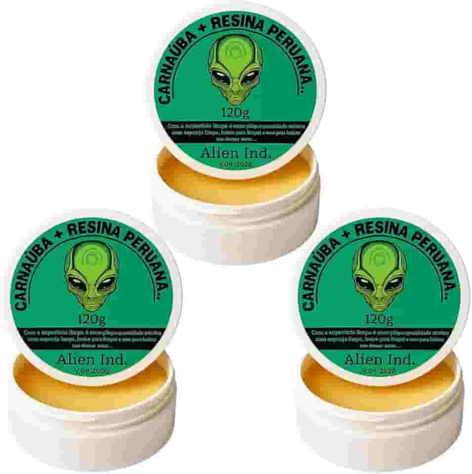 3 Cera Alien Ind Automotiva Carnaúba + Resina Peruana 120g | Brilho Espelhado, Remove Pequenos Riscos, Proteção e Revitalização da Pintura e Queimados
