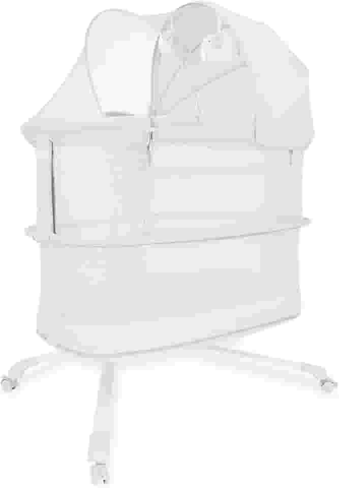 Mastela Berço Móvel Automático, 3 Alturas, Cinza Claro, com Balanço e Controle por App, Base com Rodas