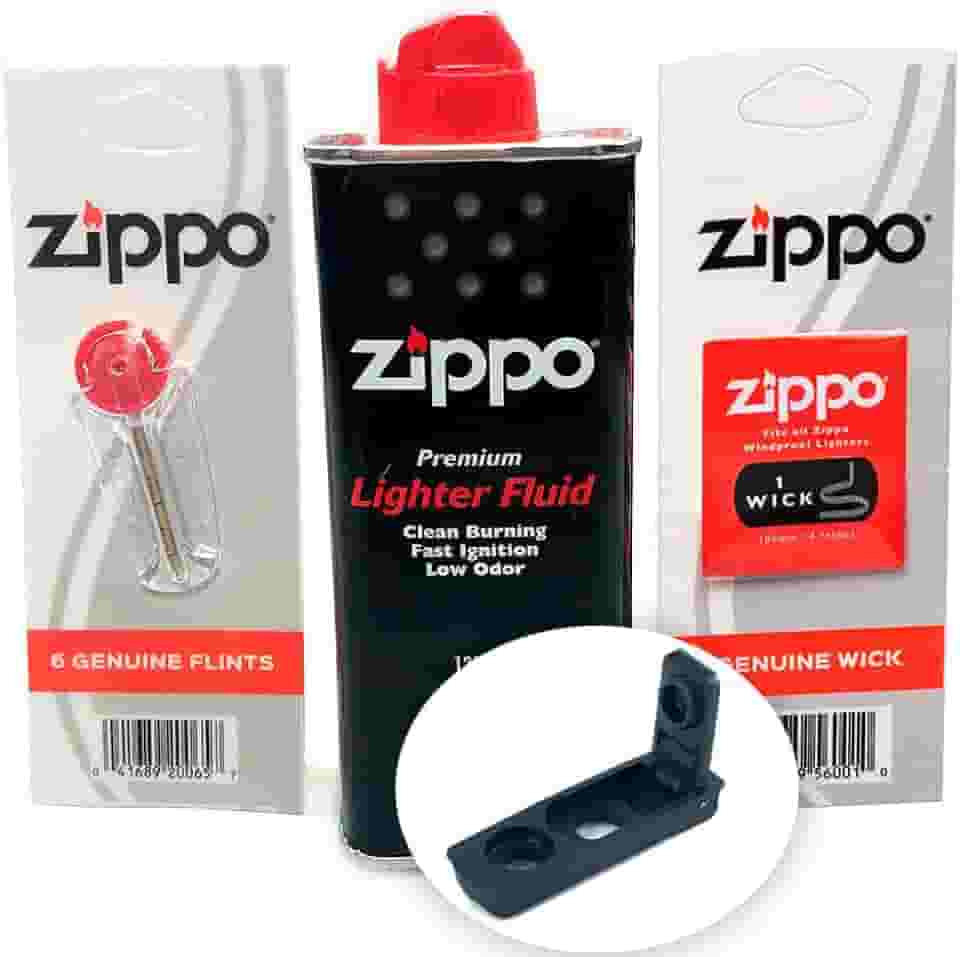 Kit Genuine Para Isqueiro Clássico com Fluido, Pedra (6), Pavio e Vedação Anti evaporação