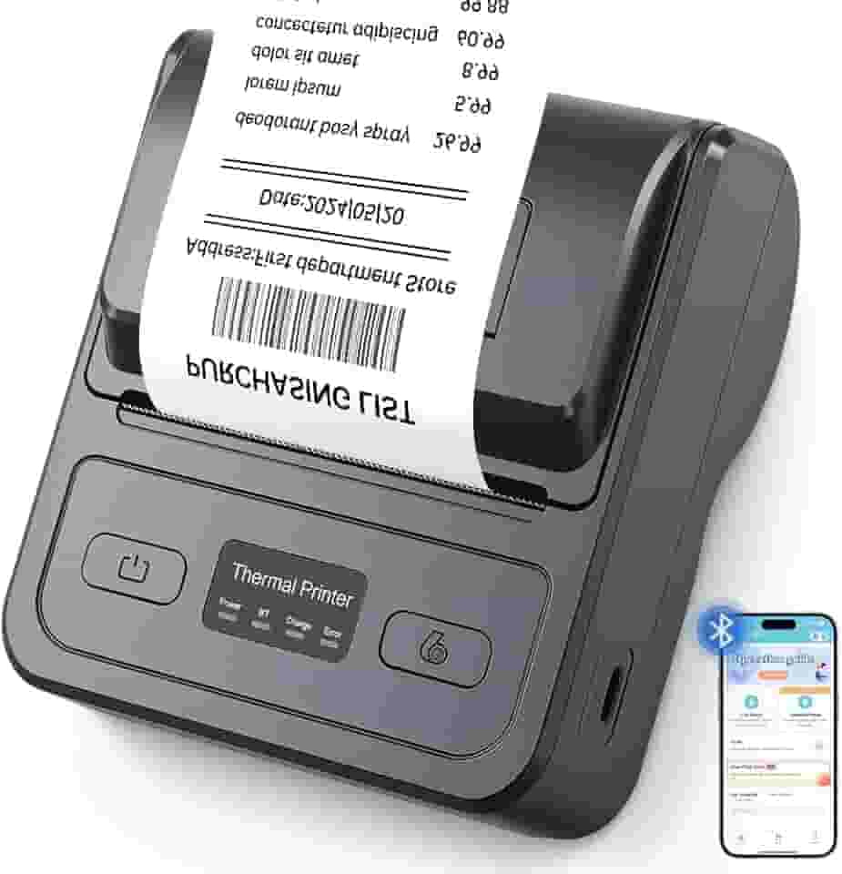 Mini Impressora Térmica Portátil de Recibos 80mm, Conectividade Bluetooth Compatível com Android, iOS e Windows, Velocidade de Impressão: 70–90 mm/s, 203DPI, Adequada para Imprimir Recibos e Bilhetes