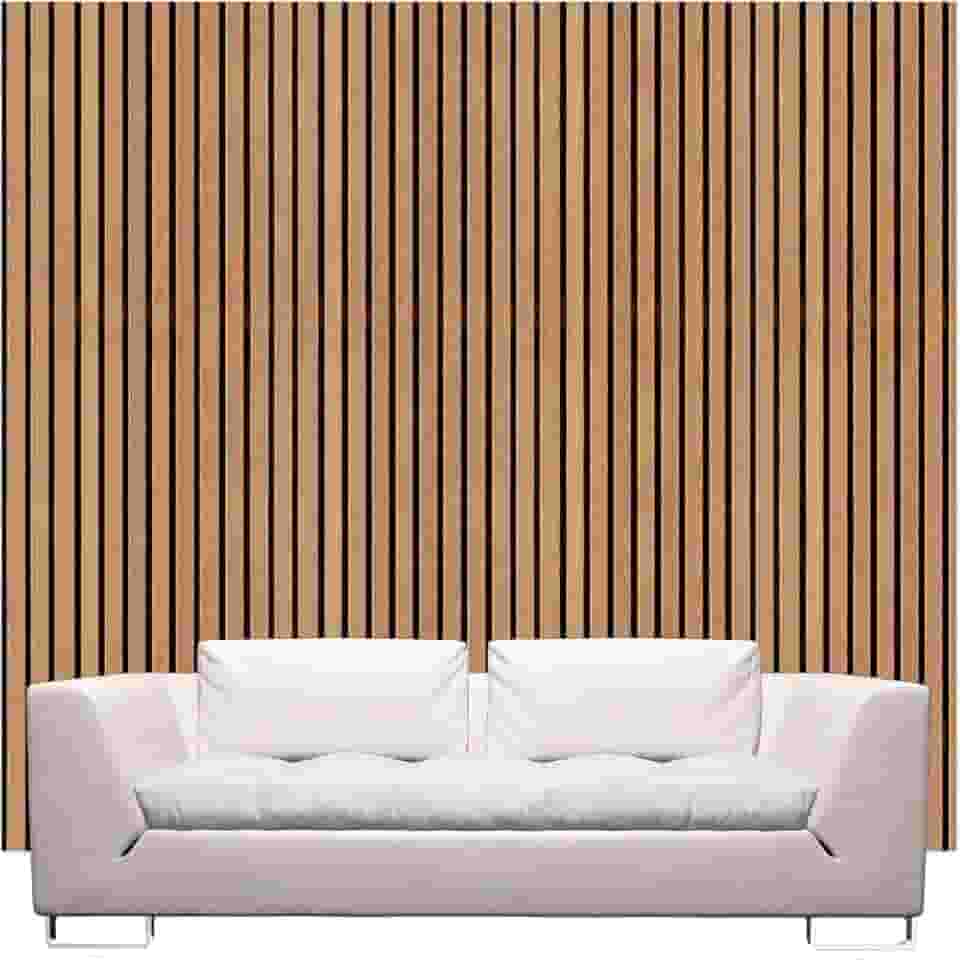 Papel De Parede Premium Ripa Ripado Acústico Madeira Lavável Sala Quarto Painel Autoadesivo Fácil Aplicação Lavavel 5,00x0,45cm