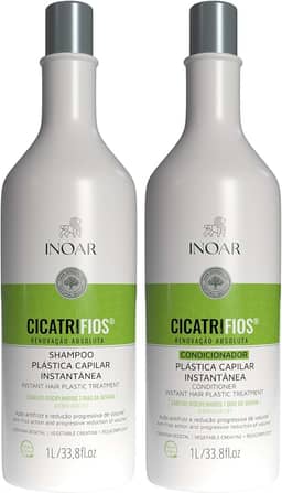 Inoar, Kit CicatriFios Plástica Capilar – Shampoo e Condicionador 2x1L, Redução de Frizz, Brilho Intenso, Hidratação Profunda, Proteção Térmica e Volume Controlado