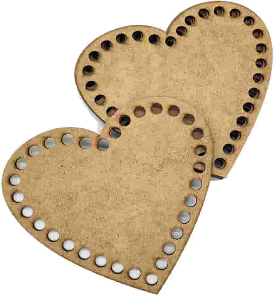 05 Peças para Base de Crochê Fio de Malha MDF 15cm Coração