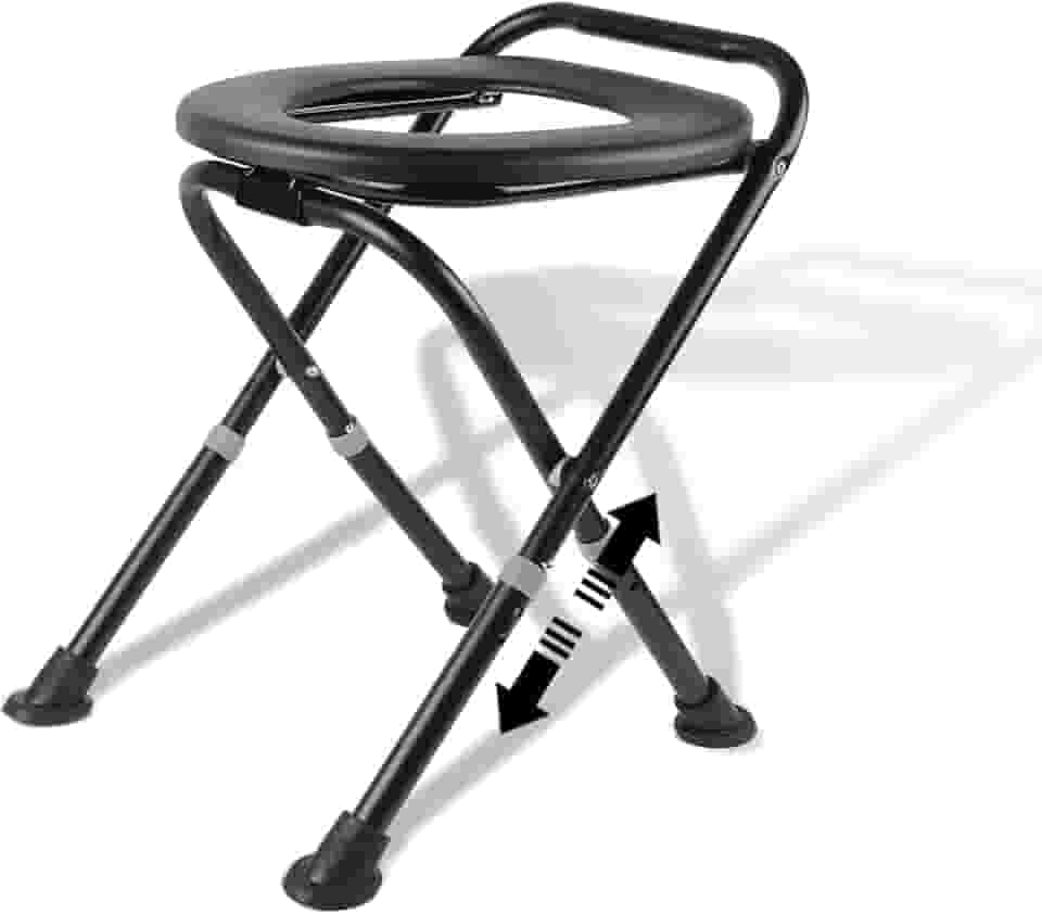 Vaso sanitário portátil atualizado, vaso sanitário de acampamento com altura ajustável para acampamento, caminhada, viagem, carro, trailer, barraca, praia, caminhoneiros