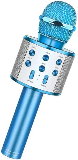 Microfone de karaokê Bluetooth sem fio, microfone recarregável para crianças, máquina de karaokê, alto-falante de karaokê profissional portátil para casa KTV festa de aniversário infantil (Azul)