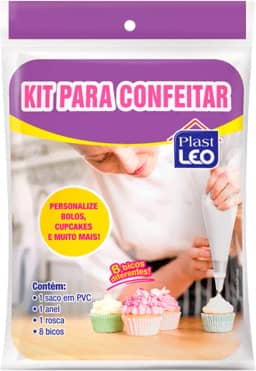 Kit para Confeitar (Saco + 8 Bicos) | Plast Leo (Ref.: 418)