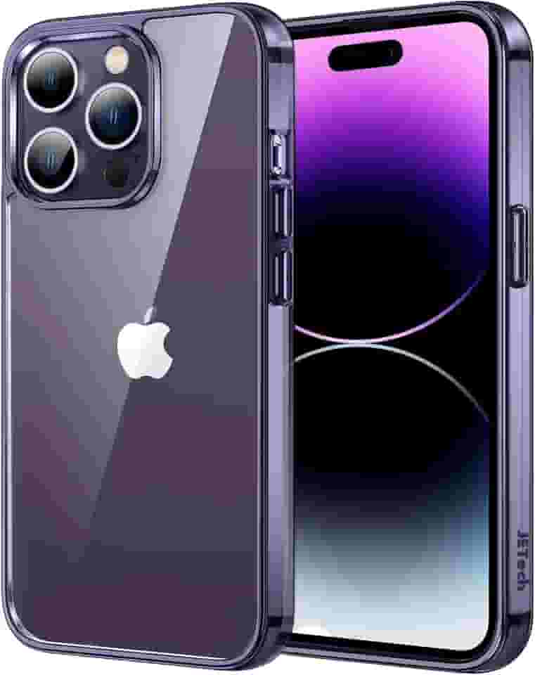 JETech Capa para iPhone 14 Pro 6,1 Polegadas, Case Protetora de Telefone à Prova de Choque Não-Amarelecimento, Capinha Parte Traseira Transparente Anti-Riscos (Roxo Profundo)
