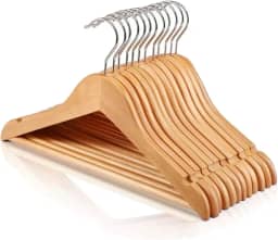 Cabides De Madeira para roupas acabamento suave marfim - pacote com 16 cabides