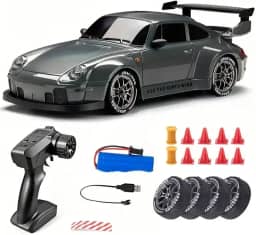 Carro RC Drift 1/24 2,4 GHz 4WD Controle Remoto Esportivo Corrida Modelo 993 Tração 4x4, Com Bateria e Pneus Drift