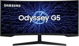 Samsung C34G55TWWL Odyssey 34' - Monitor Gamer Curvo, WQHD, 165Hz, 1ms, tela ultrawide, HDMI, Display Port, Freesync Premium, preto, série G5
