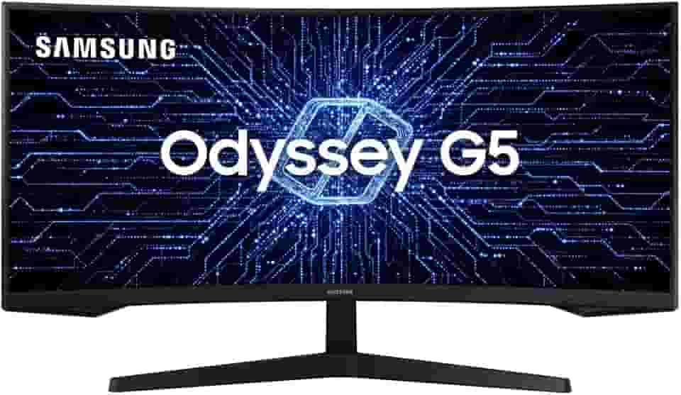 Samsung C34G55TWWL Odyssey 34' - Monitor Gamer Curvo, WQHD, 165Hz, 1ms, tela ultrawide, HDMI, Display Port, Freesync Premium, preto, série G5