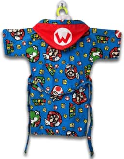 Roupão Aveludado Infantil Quimono Estampado com Capuz Super Mario M Com 1 peça
