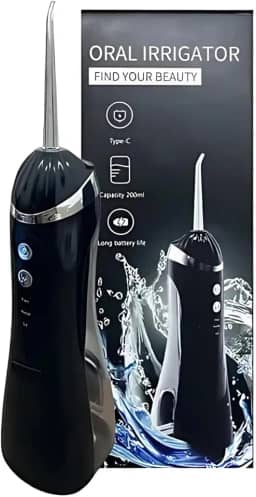 Irrigador Oral Portátil com 4 Bicos e Cabo USB-C – Fio Dental Elétrico Recarregável com Jato de Água Dental, 3 Modos, Reservatório 200ml, para Higiene Bucal e Limpeza Interdental