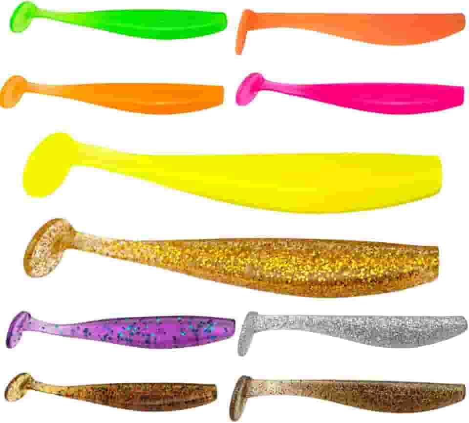 Kit 10 Isca Artificial Soft Shad 6cm ou 9cm Silicone Macia Para Pesca de Tucunaré Robalo Traíra