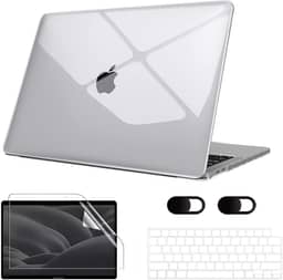 Capa Macbook Pro 14,2'' A2442/A2779/A2992/A2918/A3112/A3185/A3401(2021-2024), Vem Com Película de Teclado, Película de Tela Hidrogel e Tampa Protetora para Câmera (Transparente Cristal)