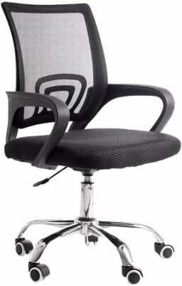 Cadeira de Escritório Secretária Base Cromada com Rodinha Fortt Roma Preta - CSF06-P