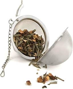 Infusor de Chá Inox Extra Fino com Tampa Ideal para Folhas Soltas e Ervas, Sabor e Propriedades Medicinais Preservadas