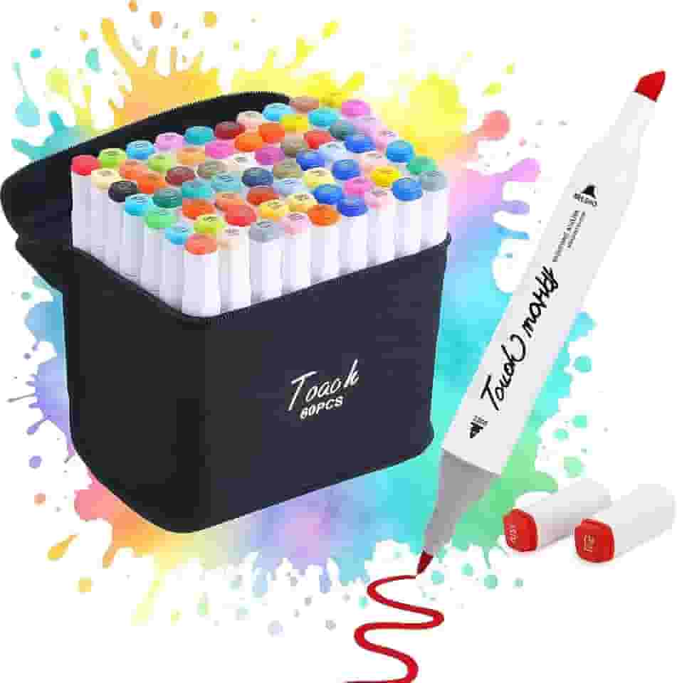 Caneta Marcador Touch 60 Cores Para Colorir Desenho Conjunto De Canetinhas Pontas Duplas Codificados por Cores Vivas para Pintar Bobbie Goods