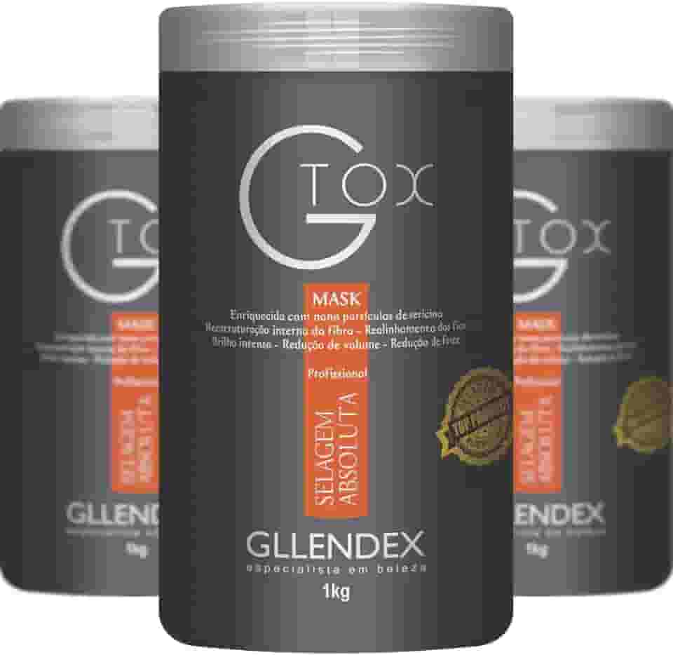 Gllendex G-Tox Máscara de Selagem Absoluta Profissional, 1kg, Redução de Volume e Frizz, Sem Formol