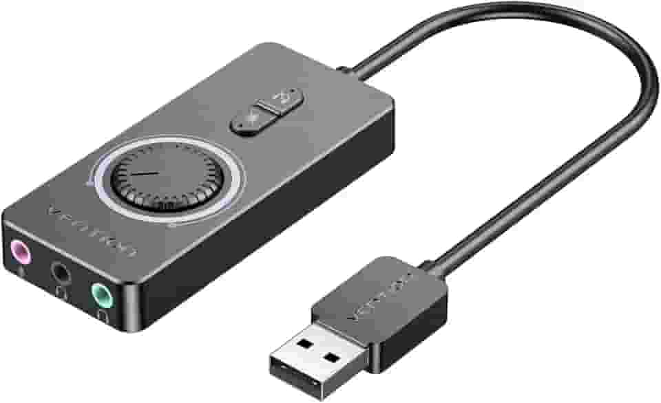 Placa de som USB, placa de som VENTION 3,5 mm, adaptador de áudio USB externo compatível com PC Windows 10, MAC, Linux, laptops, desktops, PS5