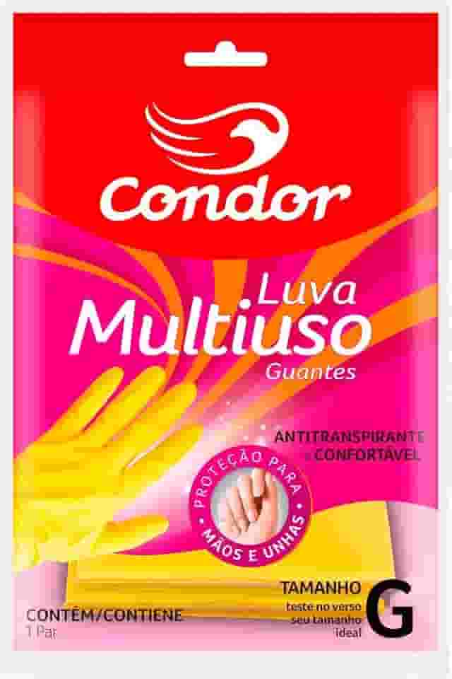 Condor, Luva de Limpeza, Multiuso, Pontos Antiderrapantes, Antitranspirante e Confortável, Uso Interno e Externo, Tamanho G