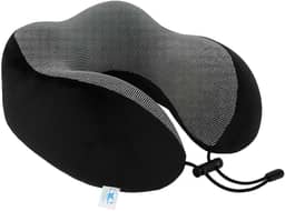 Travesseiro de Pescoço Formato U para Viagem Avião Carro Ônibus Almofada Ortopédica Ergonômica com Espuma Viscoelástica para Cervical, Cabeça e Pescoco Adulto - NRSHOP (Preto)