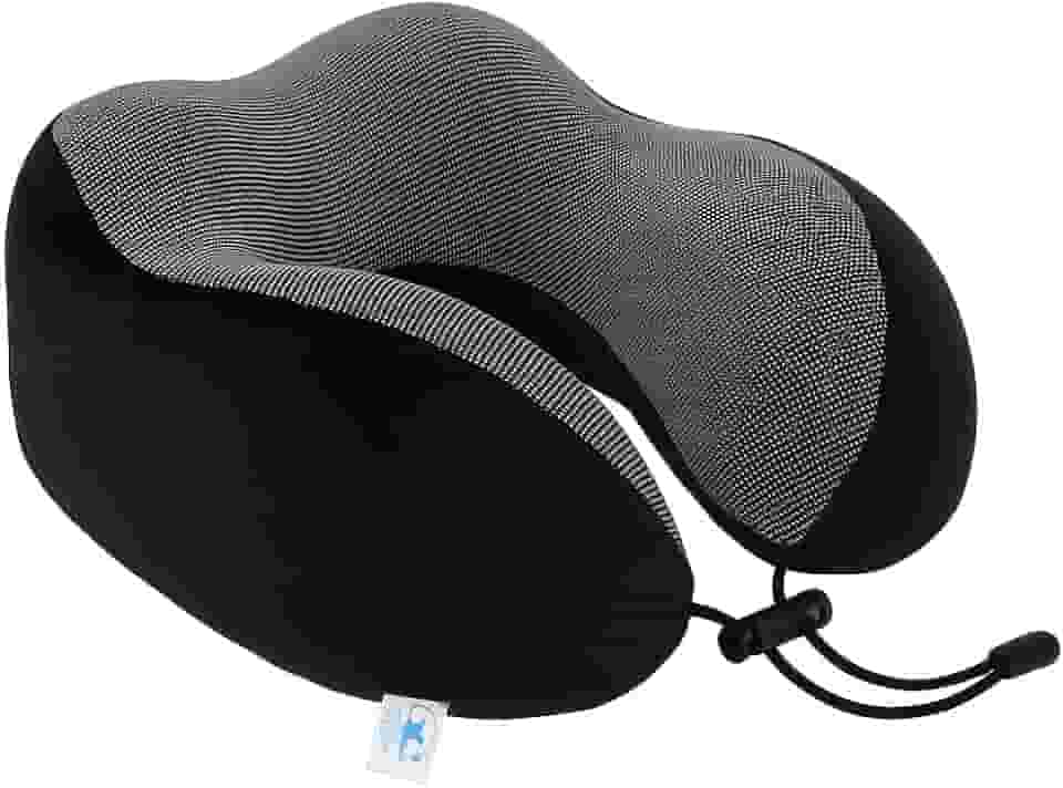 Travesseiro de Pescoço Formato U para Viagem Avião Carro Ônibus Almofada Ortopédica Ergonômica com Espuma Viscoelástica para Cervical, Cabeça e Pescoco Adulto - NRSHOP (Preto)