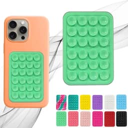 Suporte de capa de telefone com sucção, acessório de telefone adesivo de silicone para iPhone e Android, brinquedo fidget mãos livres, suporte de chuveiro espelhado, vídeos Tiktok e selfies (verde)