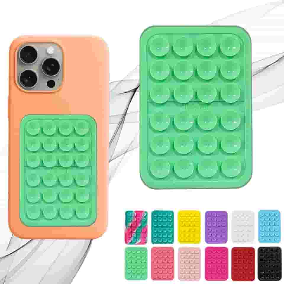Suporte de capa de telefone com sucção, acessório de telefone adesivo de silicone para iPhone e Android, brinquedo fidget mãos livres, suporte de chuveiro espelhado, vídeos Tiktok e selfies (verde)