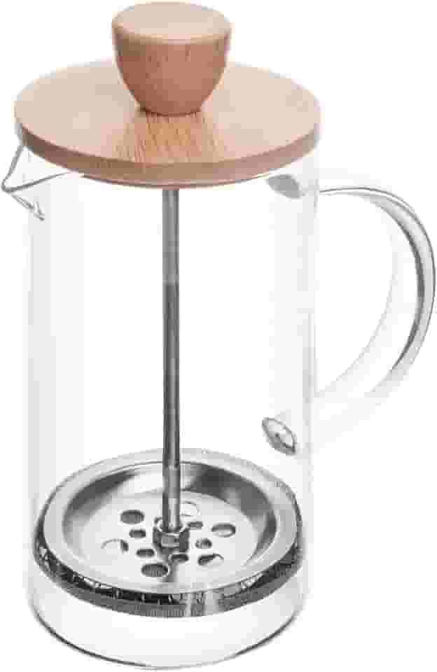 WOLFF - Cafeteira Prensa Francesa de Vidro Borossilicato e Tampa de Bambu - Capacidade 600ml