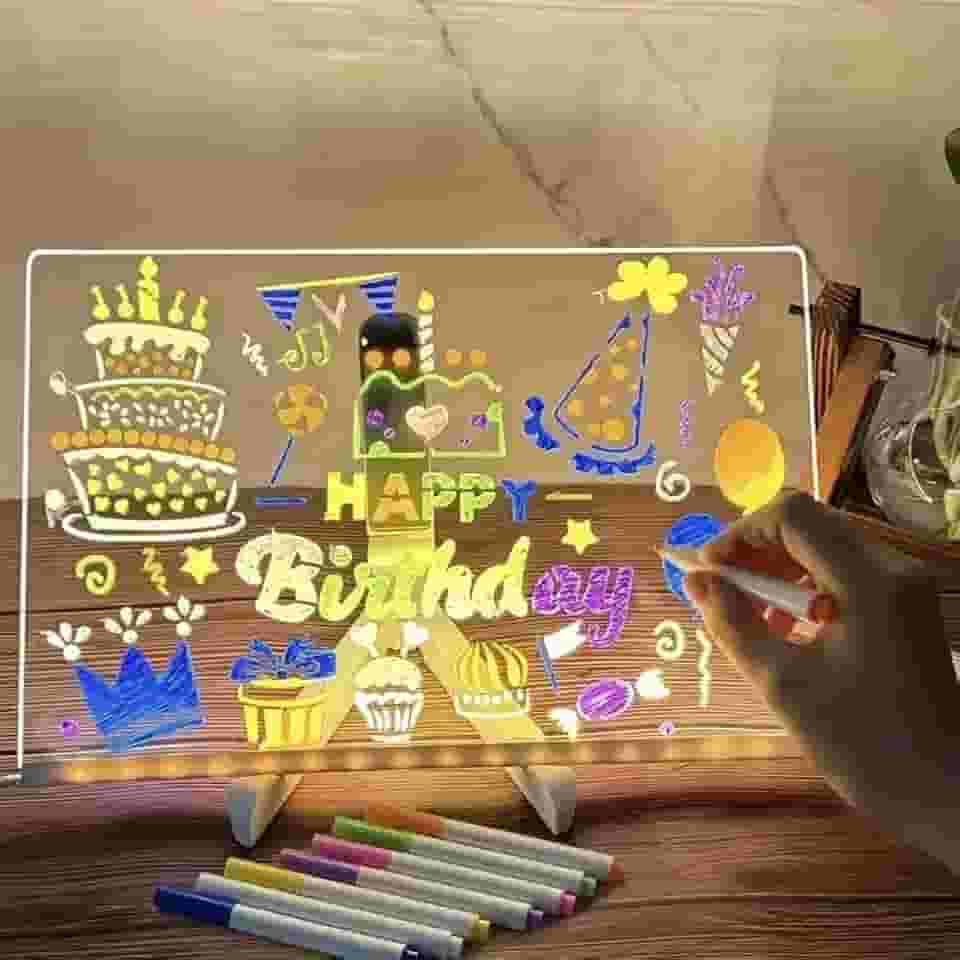 Lousa Mágica Com Luz Led Infantil Quadro De Desenho Brinquedo Criativo 20x30