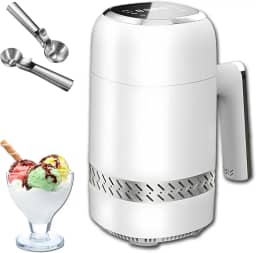 Máquina de sorvete inteligente, máquina automática de sorvete macio com display LCD LED, capacidade de 300 ml, identificação inteligente de macio e duro, tamanho compacto, perfeito para família