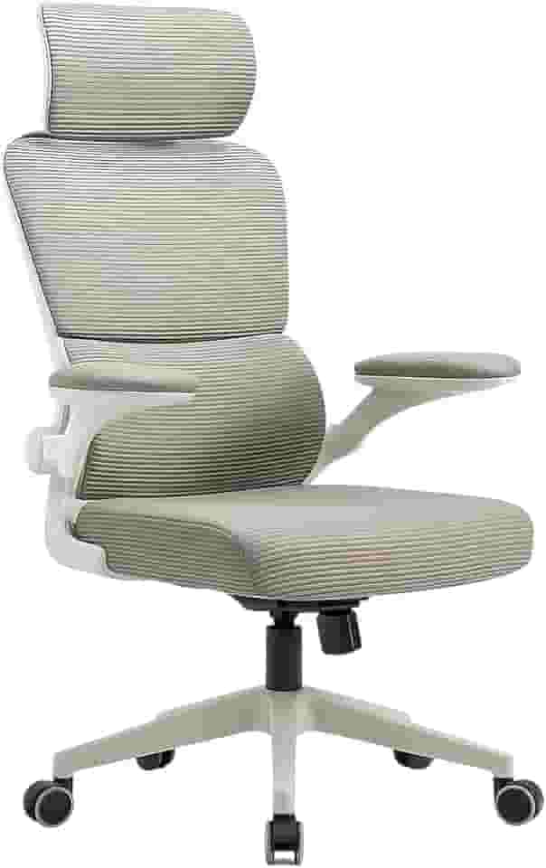 Cadeira de Escritório Cinza VMSTARK com Suporte Lombar Ajustável, Encosto de Cabeça e Design Ergonômico